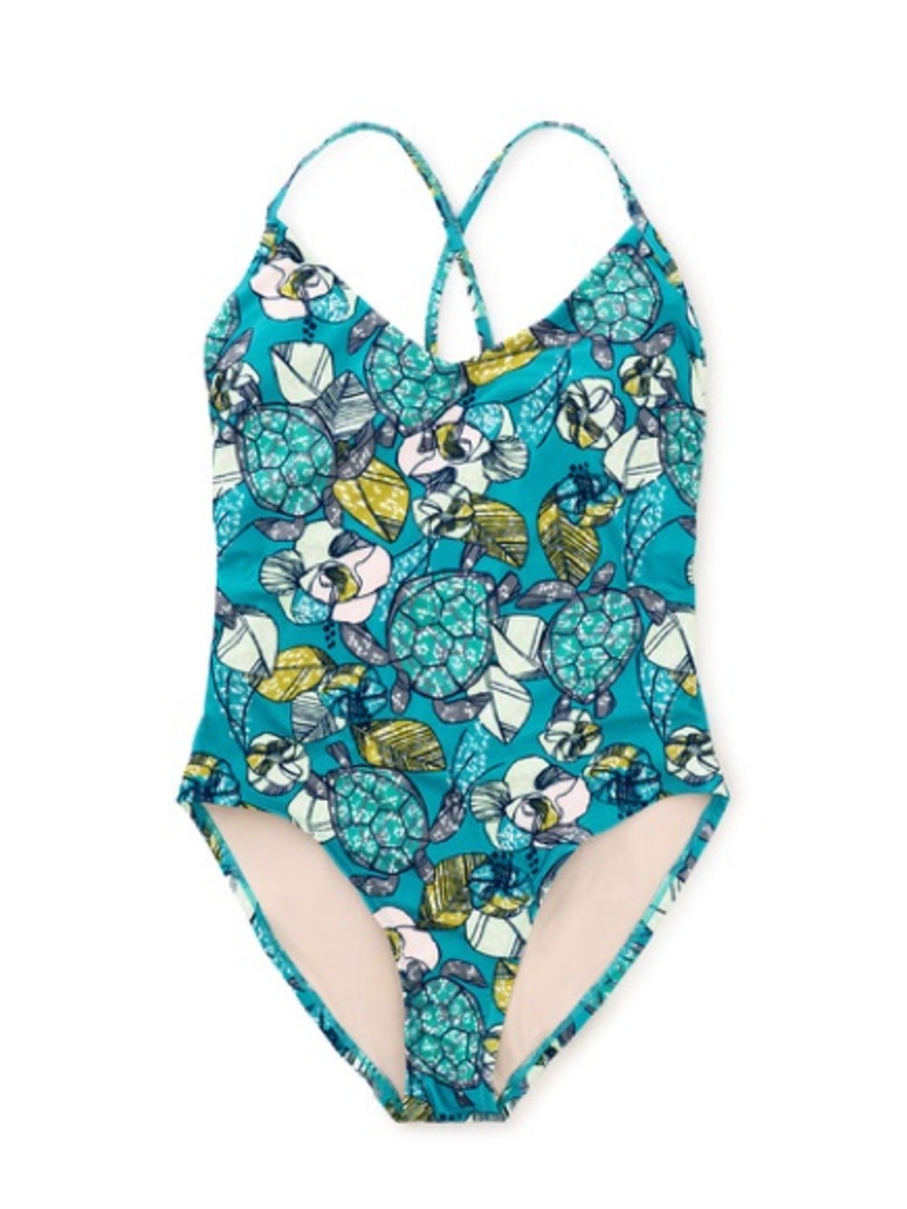 NWT. Tea Collection. One Piece Swimsuit. Turtle Floral Wax Print. Size Large.